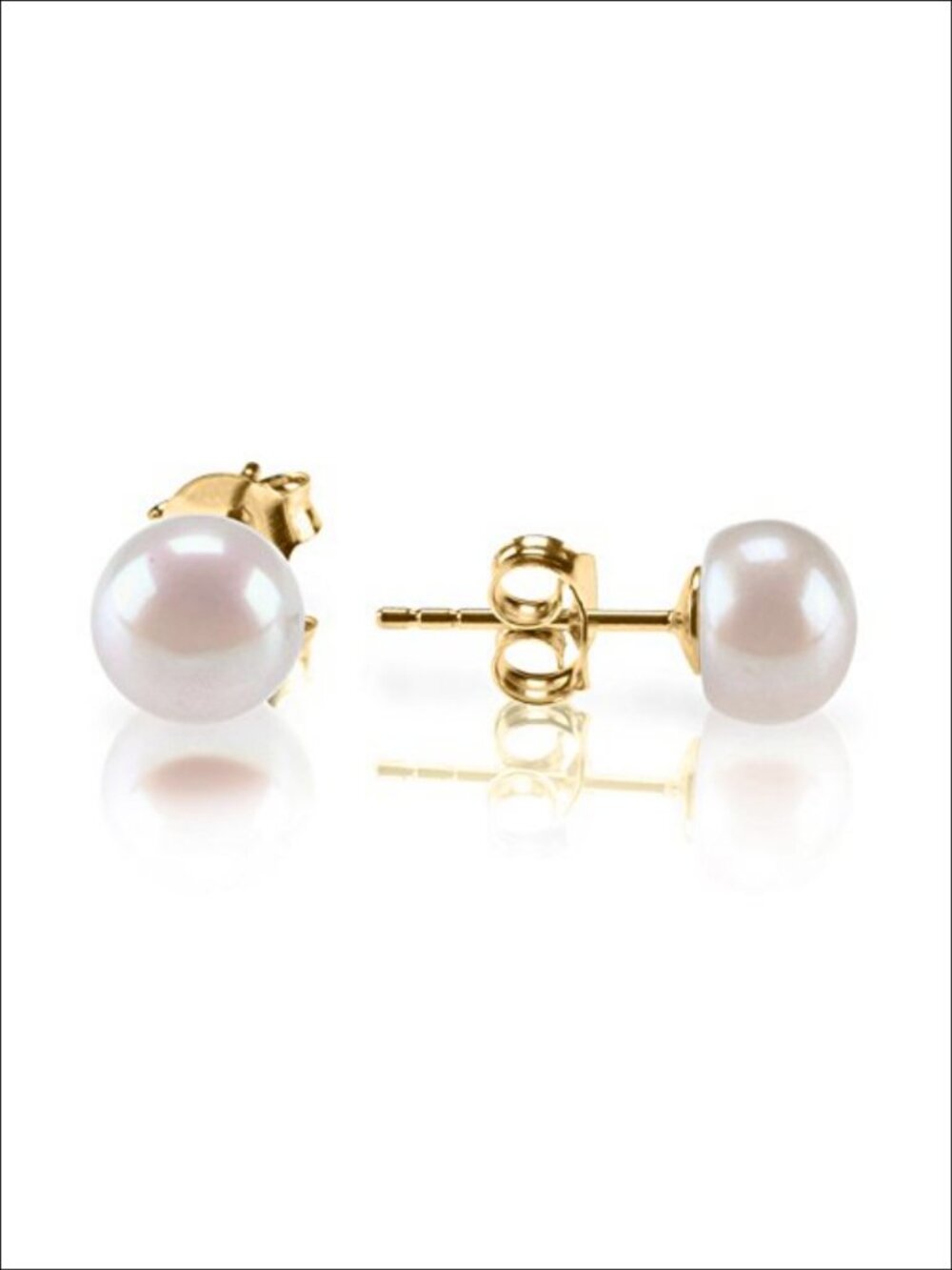 14K Gold Plated Freshwater Pearl Stud Earrings 925 Sterling Silver